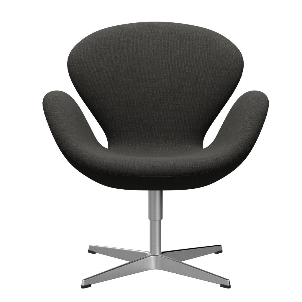 Fritz Hansen Swan -stol, satinpolerad aluminium/fiord svart/brun