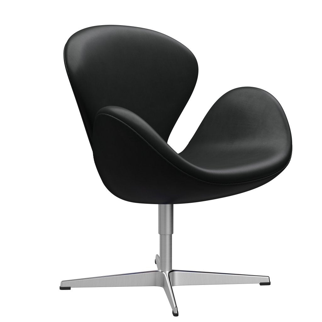 Fritz Hansen Swan Chair, Satin Polished Aluminium/Grace Black
