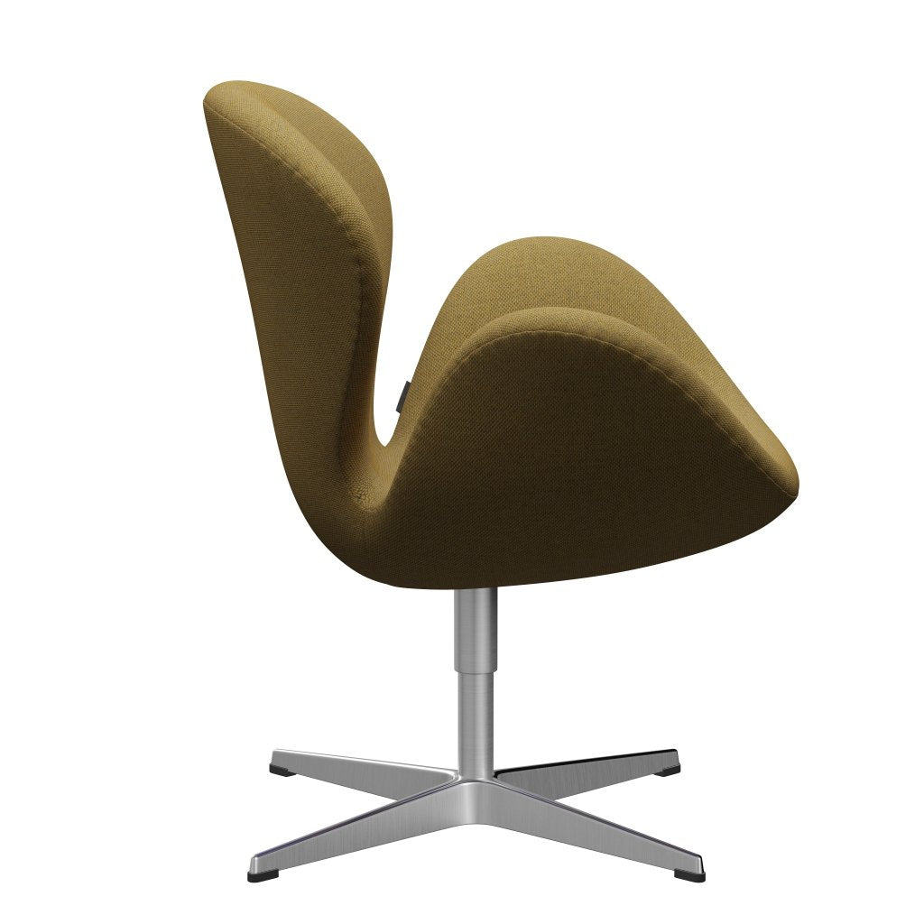 Fritz Hansen Swan-stol, satinpolerad aluminium/omskull gyllene gul/naturlig