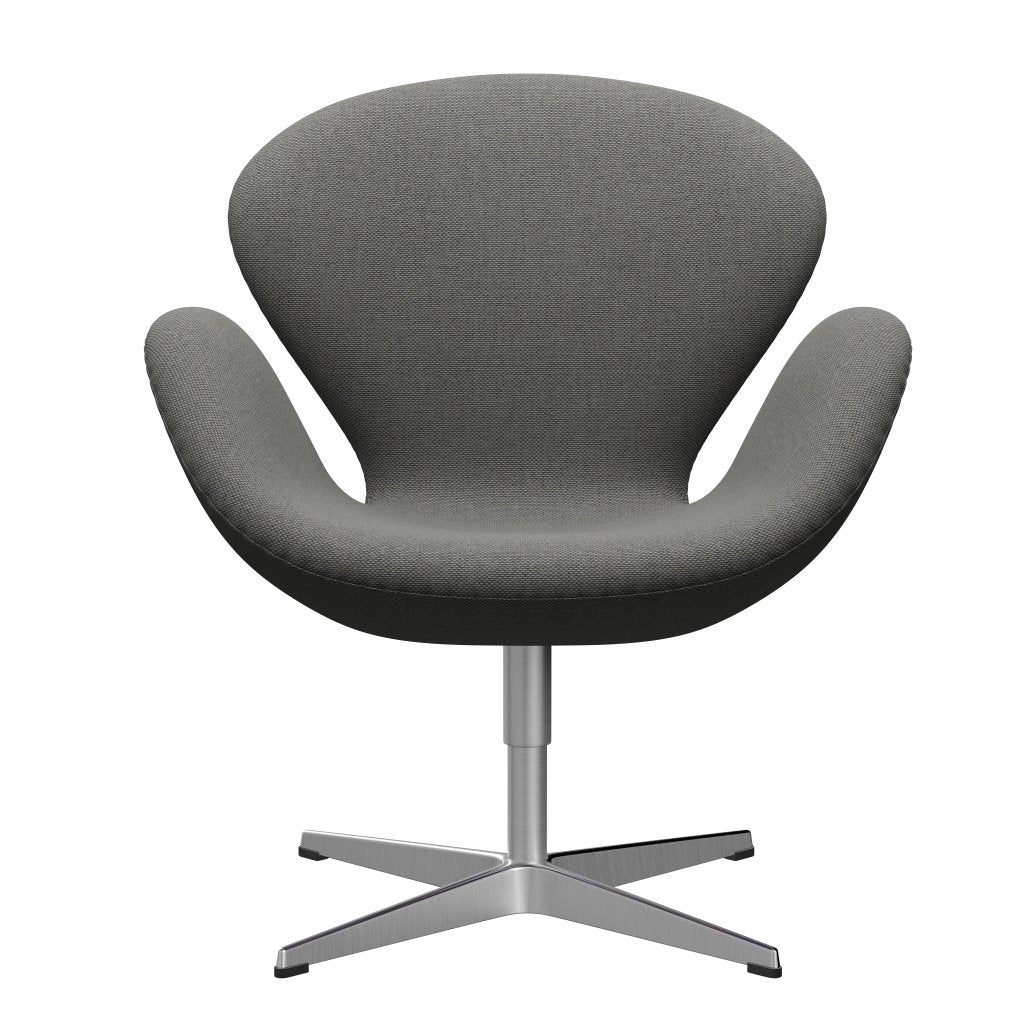 Fritz Hansen Svanenstol, Satinpoleret Aluminium/Re-Wool Taupe/Natural