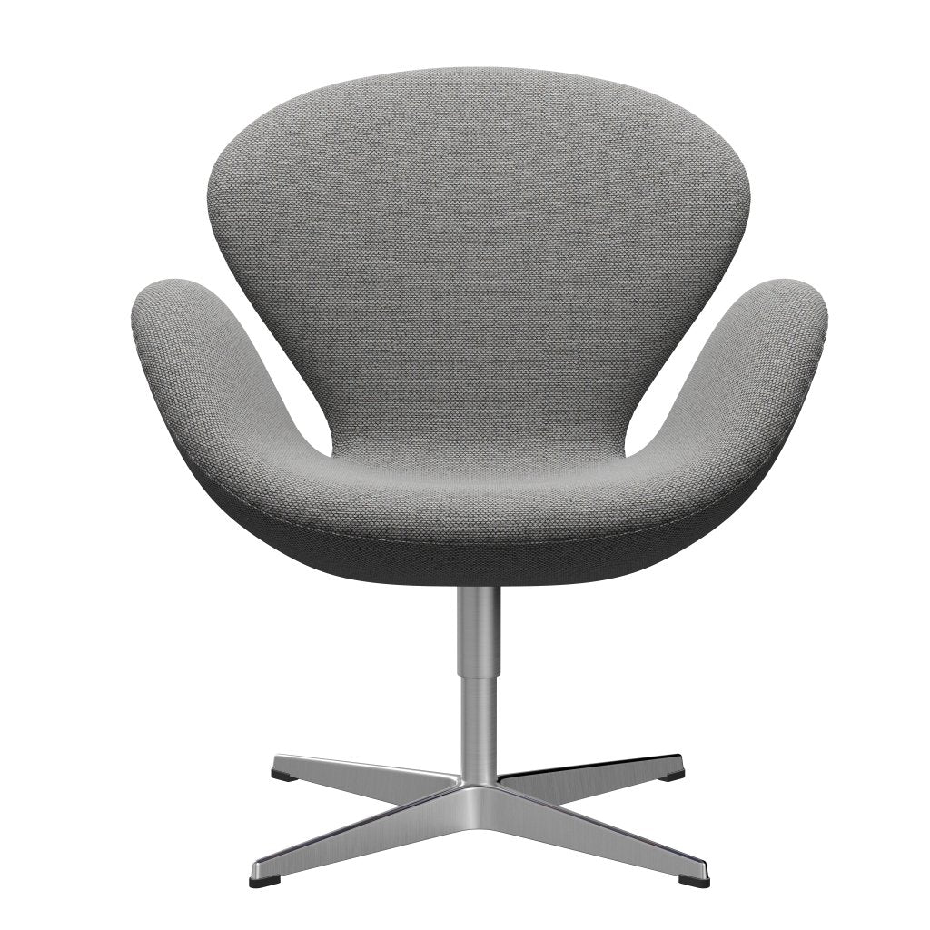 Fritz Hansen Swan-stol, satinpolerad aluminium/omrum av vit/naturlig