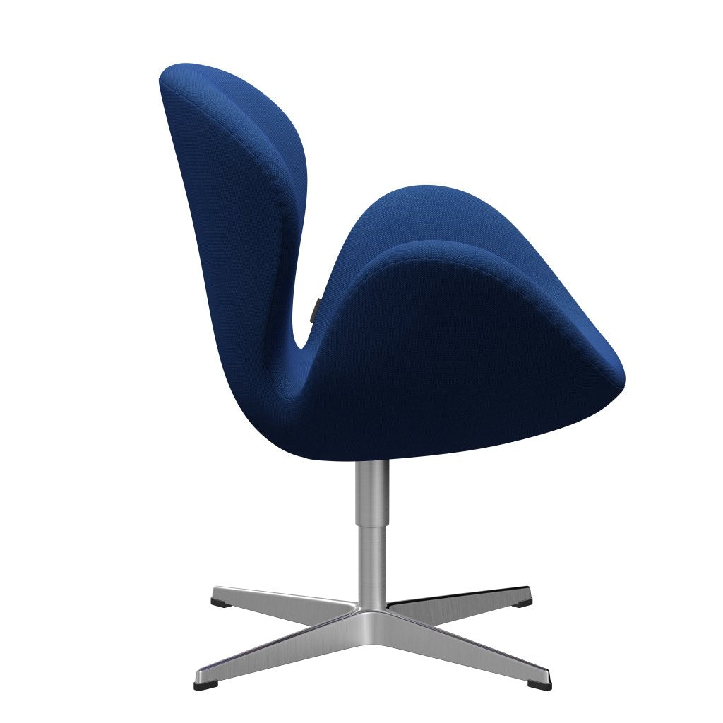 Fritz Hansen Swan Chair, Satin Polished Aluminium/Steelcut Trio Cobalt Blue