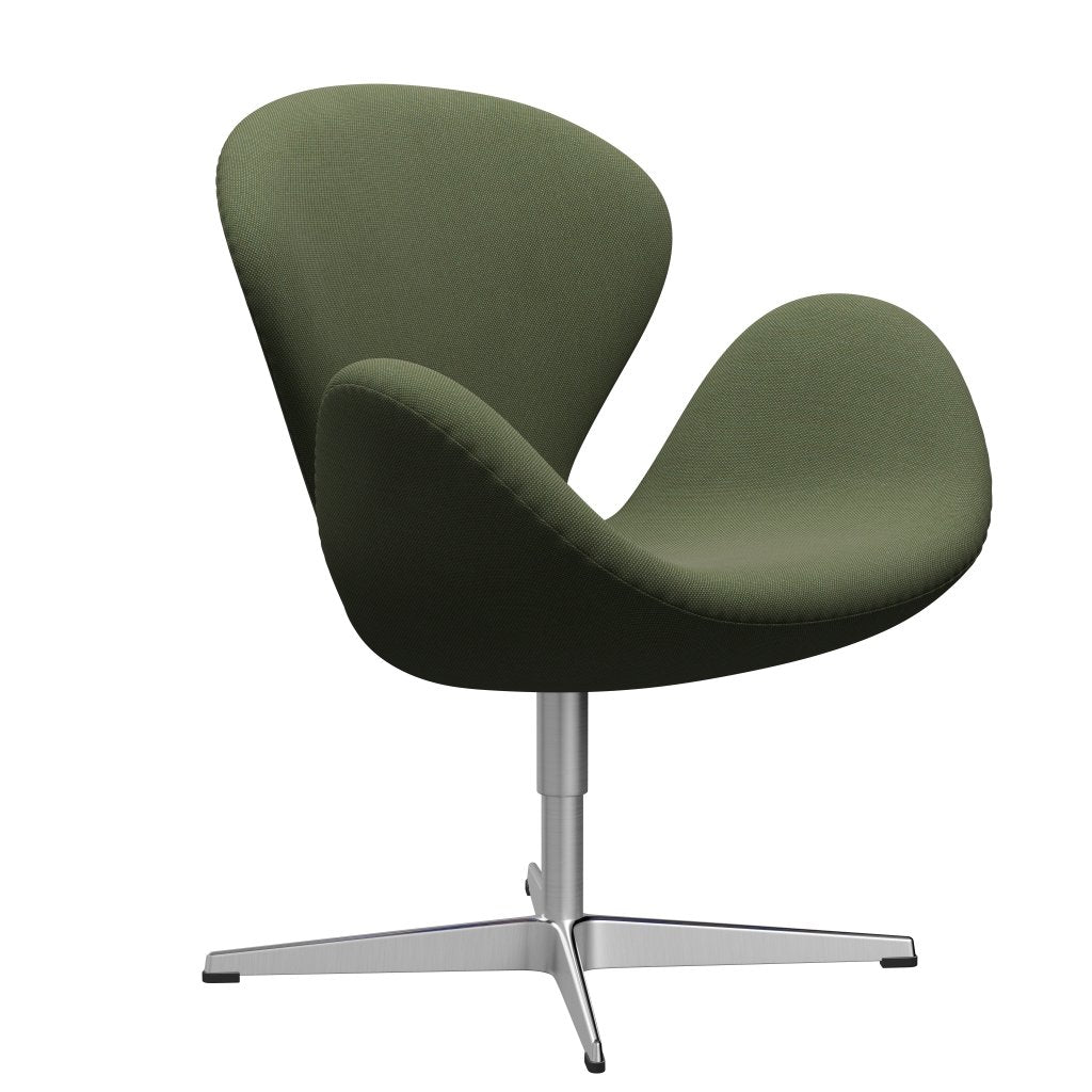 Fritz Hansen Swan Chair, Satin Polished Aluminium/Steelcut Trio Dusty Green (946)