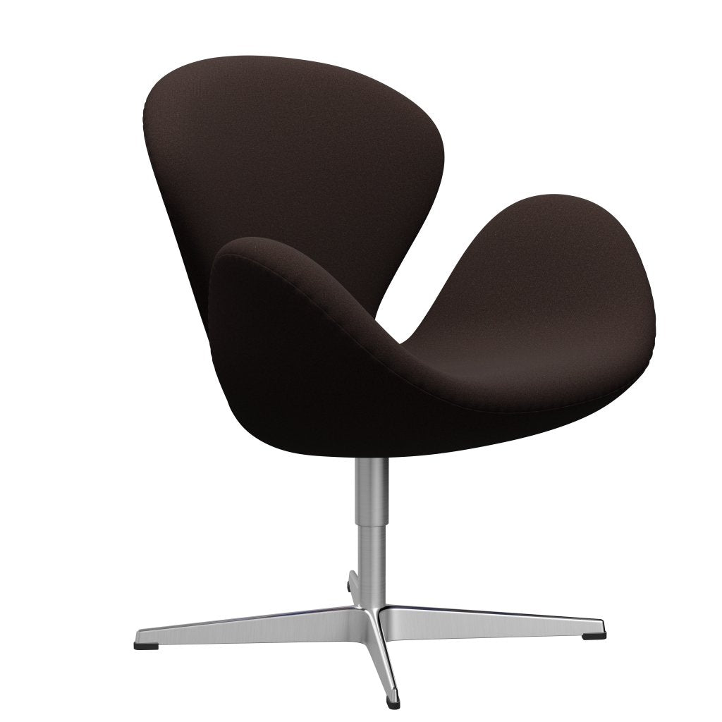 Fritz Hansen Swan Chair, Satin Polished Aluminium/Tonus Dark Brown