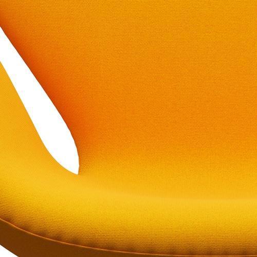 Fritz Hansen Svanenstol, Satinpoleret Aluminium/Tonus Yellow Orange