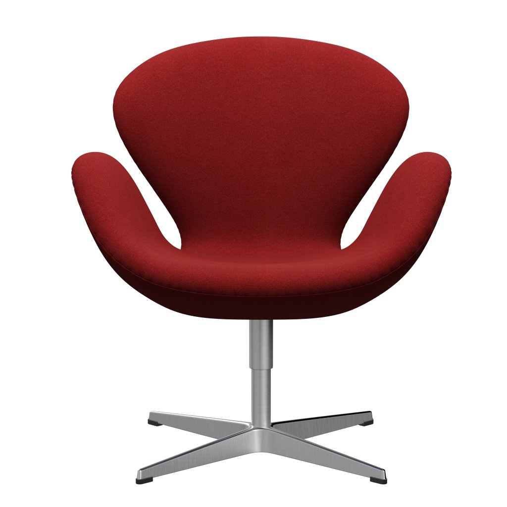 Fritz Hansen Swan -stol, satinpolerad aluminium/tonus bränd röd