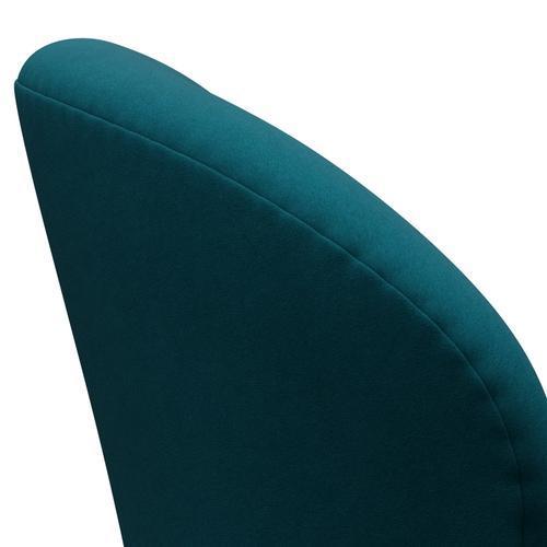 Fritz Hansen Svanstol, svart lackerad/komfort grön/blå