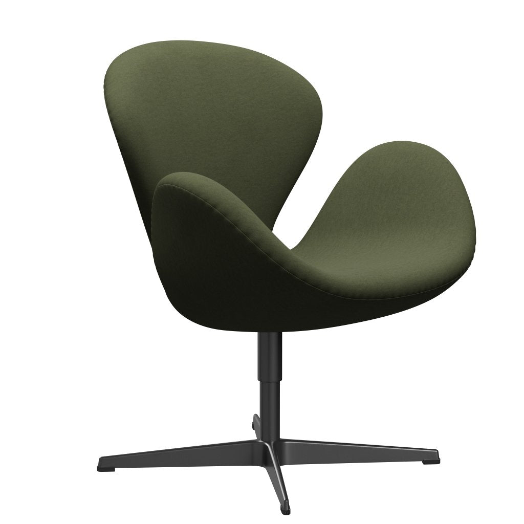 Fritz Hansen Svanstol, svart lackerad/komfort grön/grå