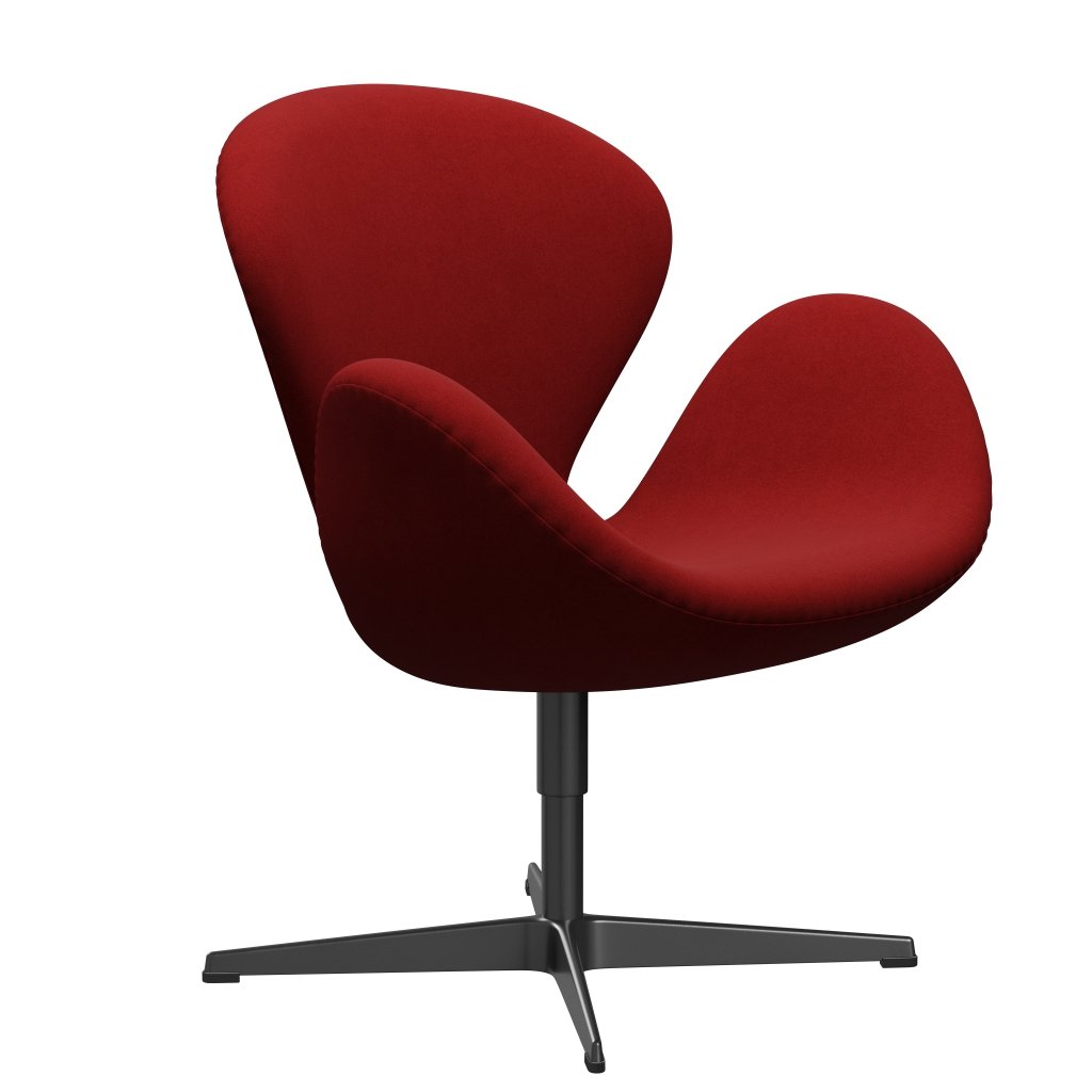 Fritz Hansen Swan -stol, svart lackerad/divina Bordeaux röd