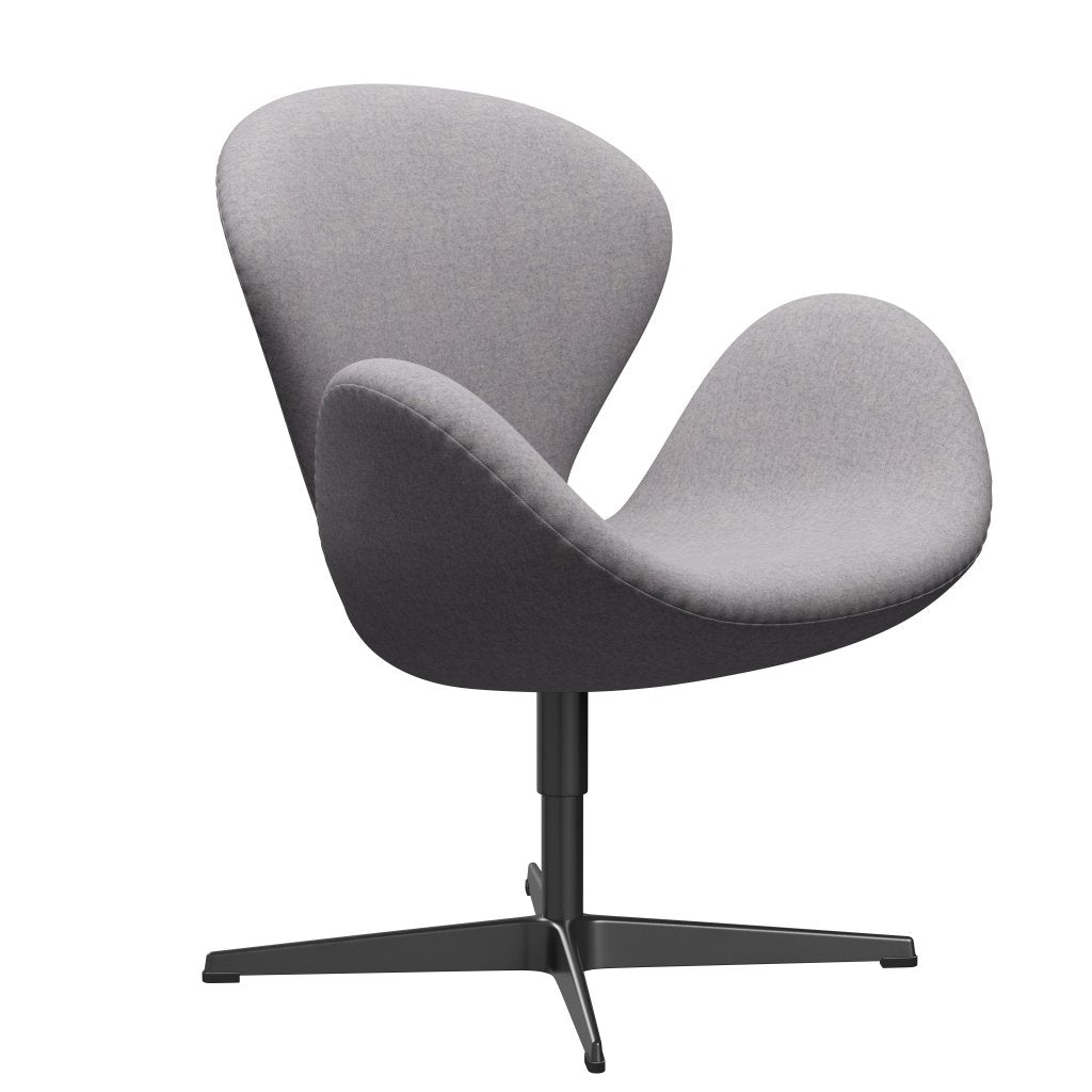 Fritz Hansen Swan Chair, Black Lacquered/Divina MD Cool Light Grey