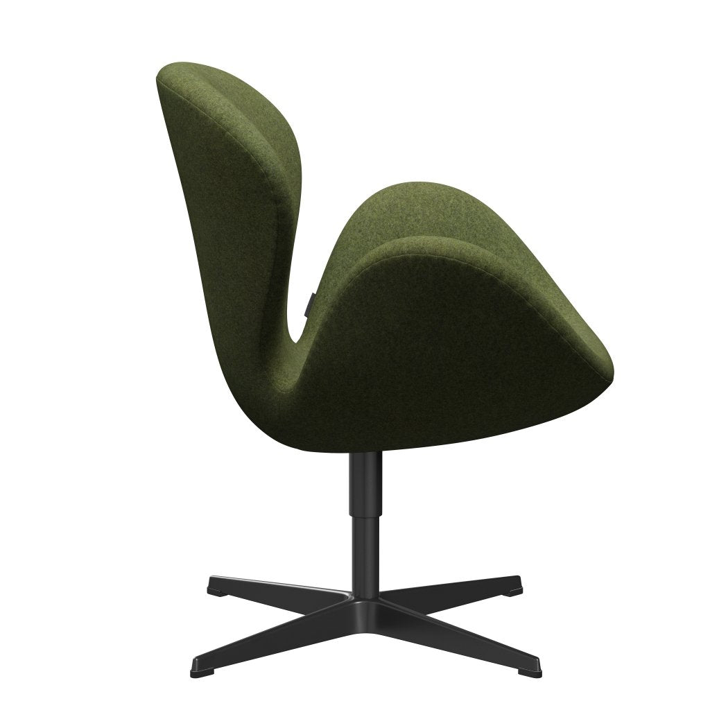 Fritz Hansen Swan Chair, Black Lacquered/Divina MD WinterGreen