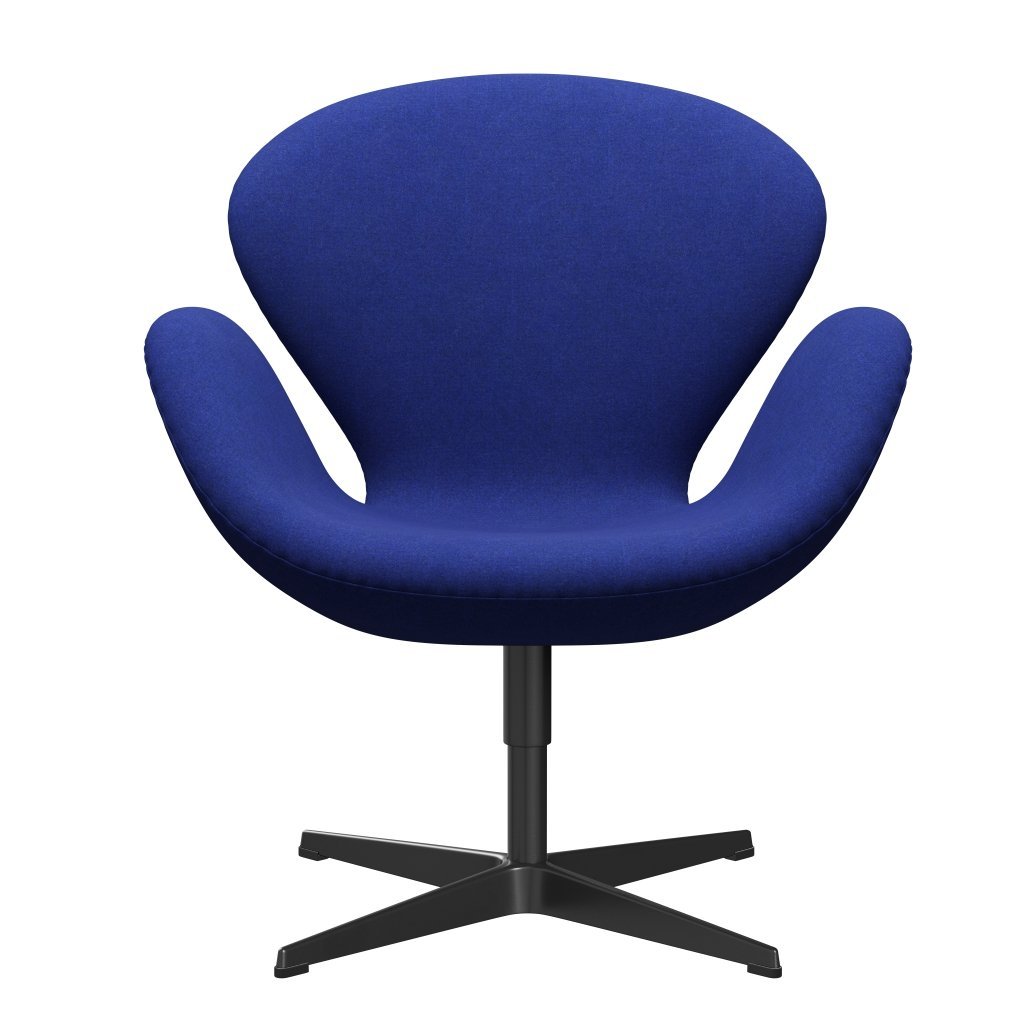 Fritz Hansen Swan Chair, Black Lacquered/Divina Melange Blue (747)