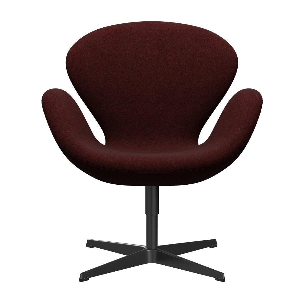 Fritz Hansen Svanenstol, Sortlakeret/Divina Melange Burgundy