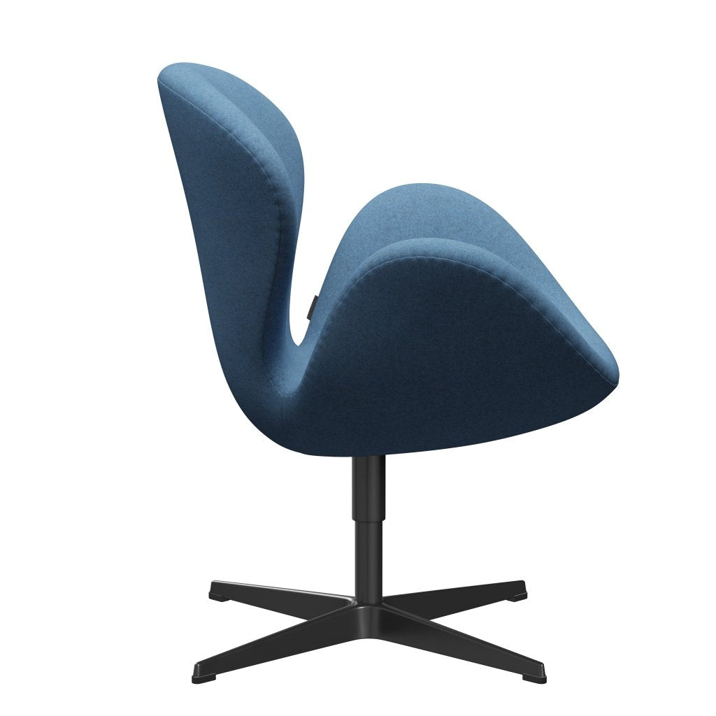 Fritz Hansen Swan -stol, svart lackerad/divina melange ljusblå