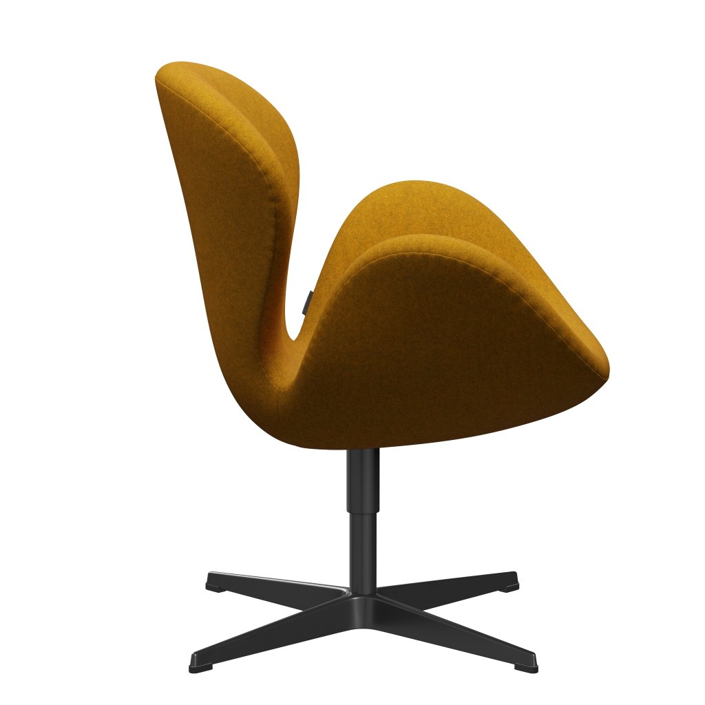 Fritz Hansen Swan -stol, svart lackerad/divina melange orche gul