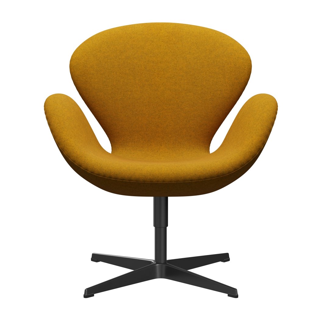 Fritz Hansen Swan -stol, svart lackerad/divina melange orche gul