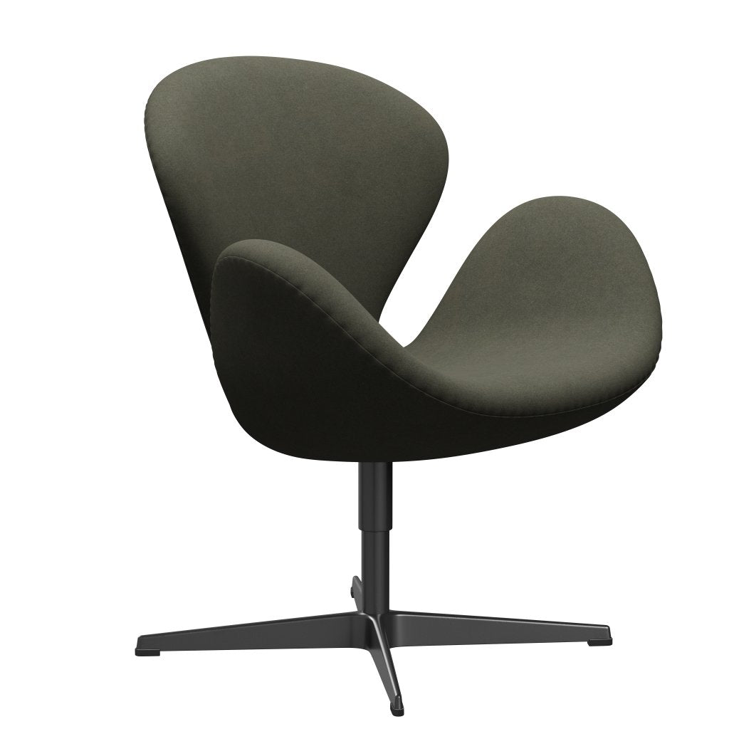 Fritz Hansen Swan -stol, svart lackerad/divina Millitar Green Divina
