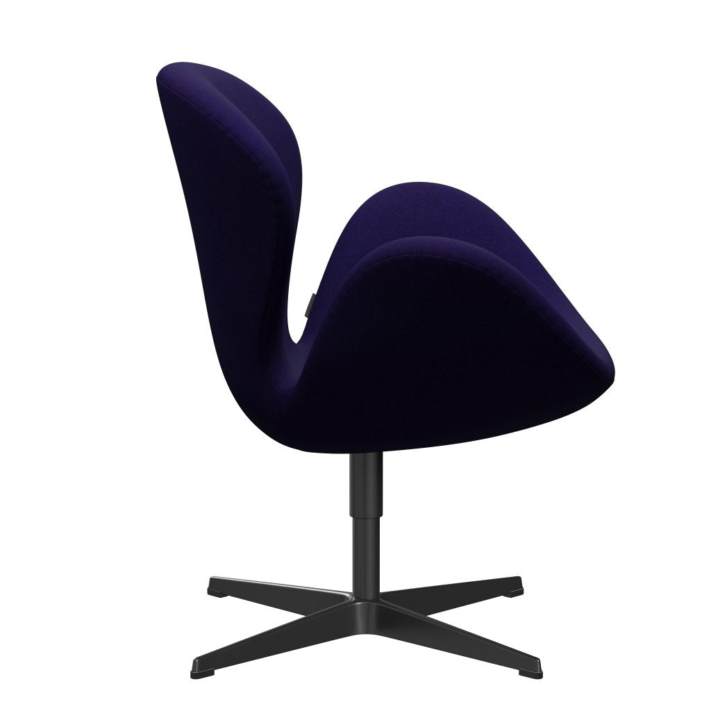 Fritz Hansen Swan Chair, Black Lacquered/Divina Dark Purple (692)