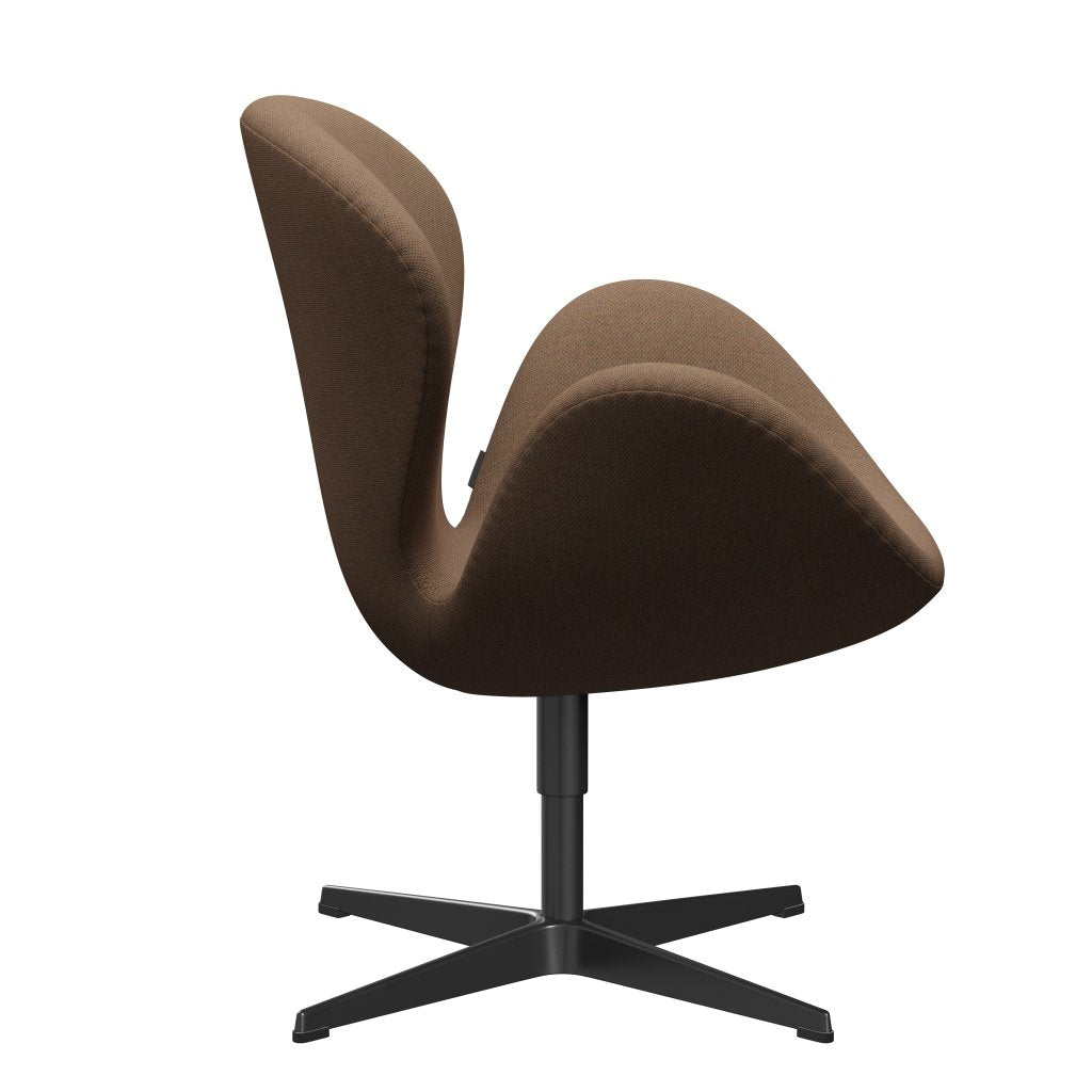 Fritz Hansen Swan-stol, svart lackerad/omskull brun/naturlig