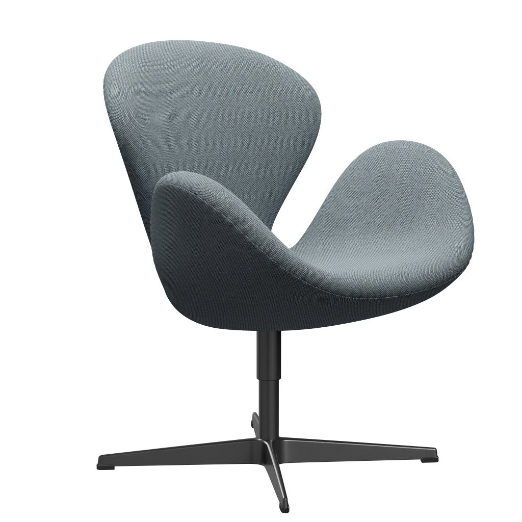 Fritz Hansen Swan-stol, svart lackerad/omskull ljusblå/naturlig