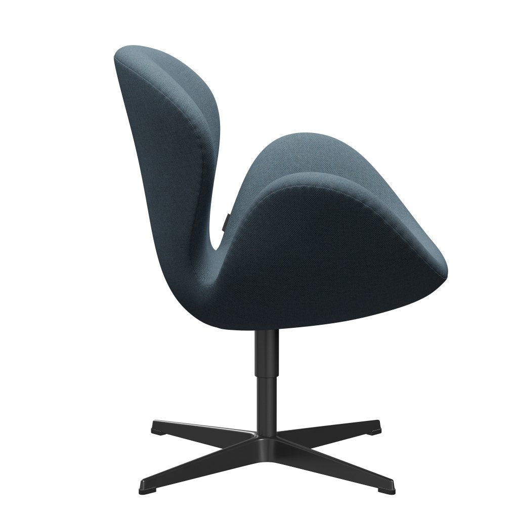 Fritz Hansen Swan-stol, svart lackerad/omskull naturlig/ljusblå