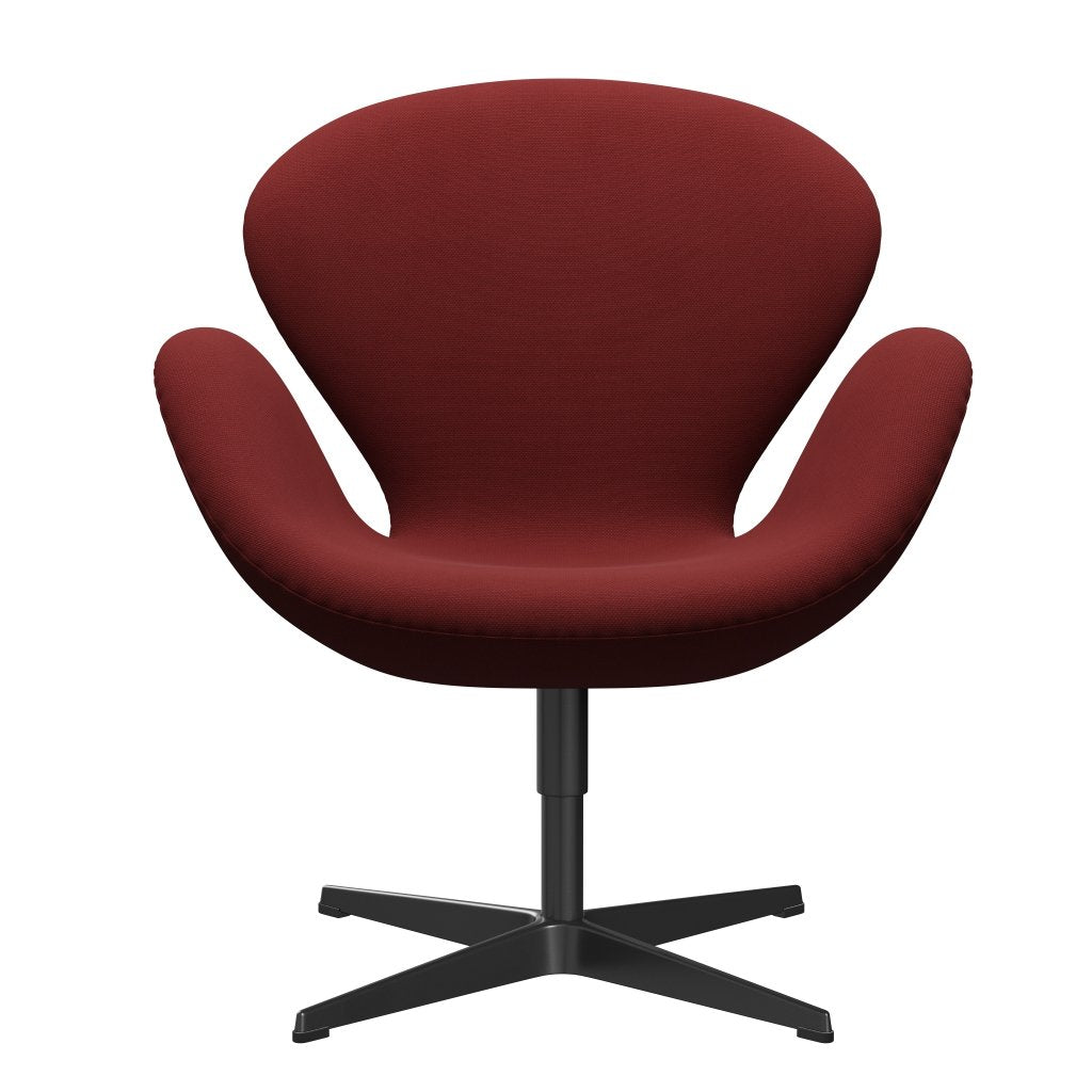 Fritz Hansen Swan -stol, svart lackerad/stålcut mörkröd/blod