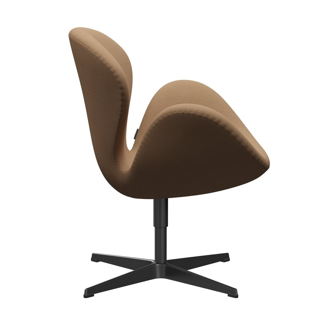 Fritz Hansen Swan -stol, svart lackerad/stålmatt mörk sand/beige