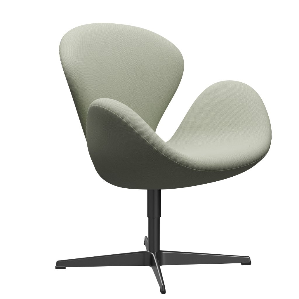Fritz Hansen Swan -stol, svart lackerad/stålcut ljus/mild turkos