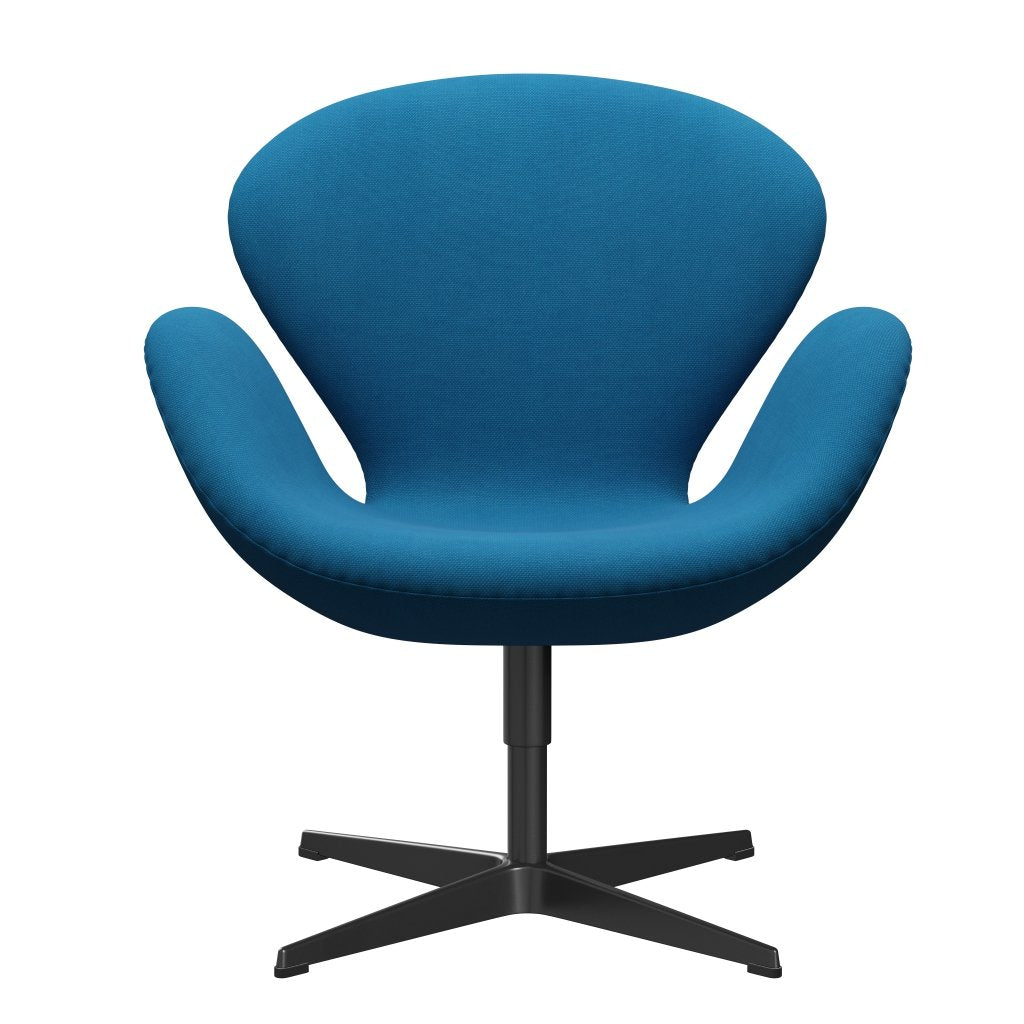 Fritz Hansen Swan -stol, svart lackerad/stålstång turkos/klart hav