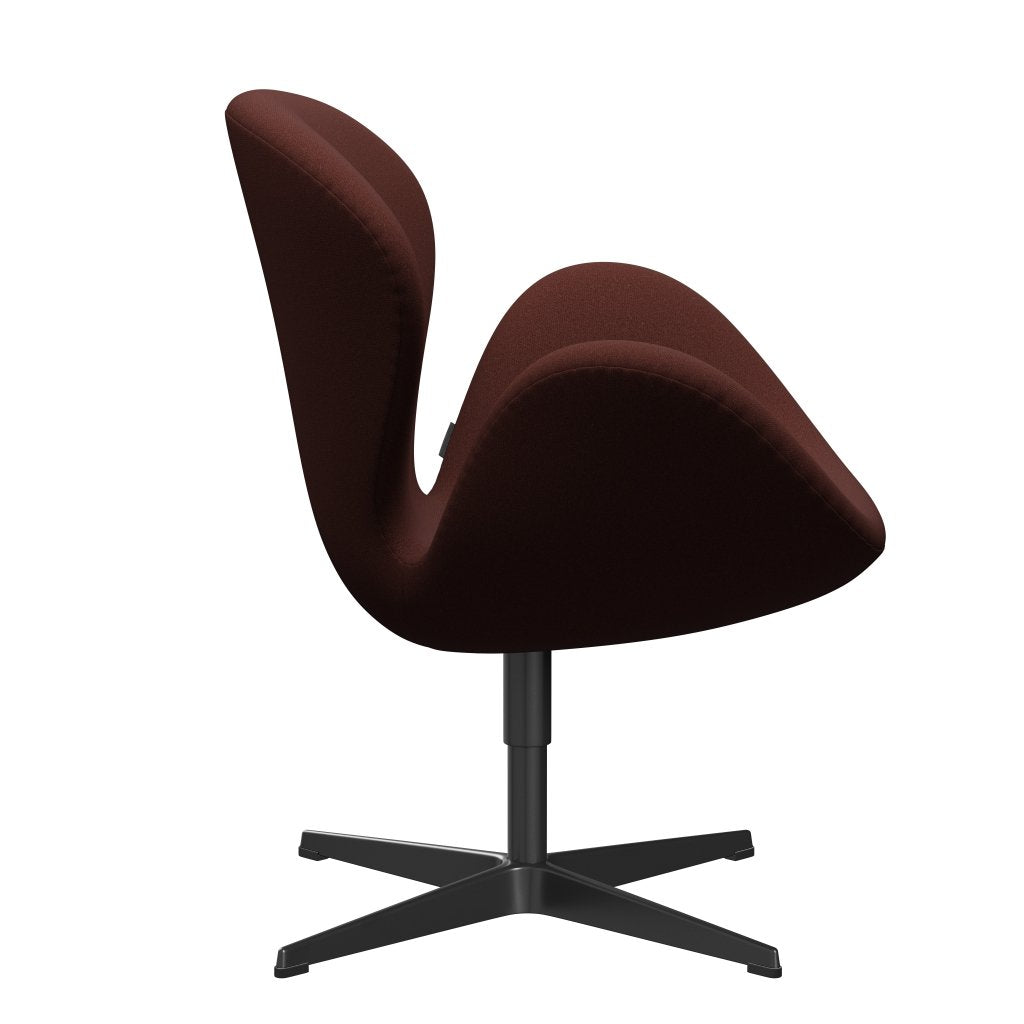 Fritz Hansen Swan Chair, Black Lacquered/Tonus Hot Brown (374)