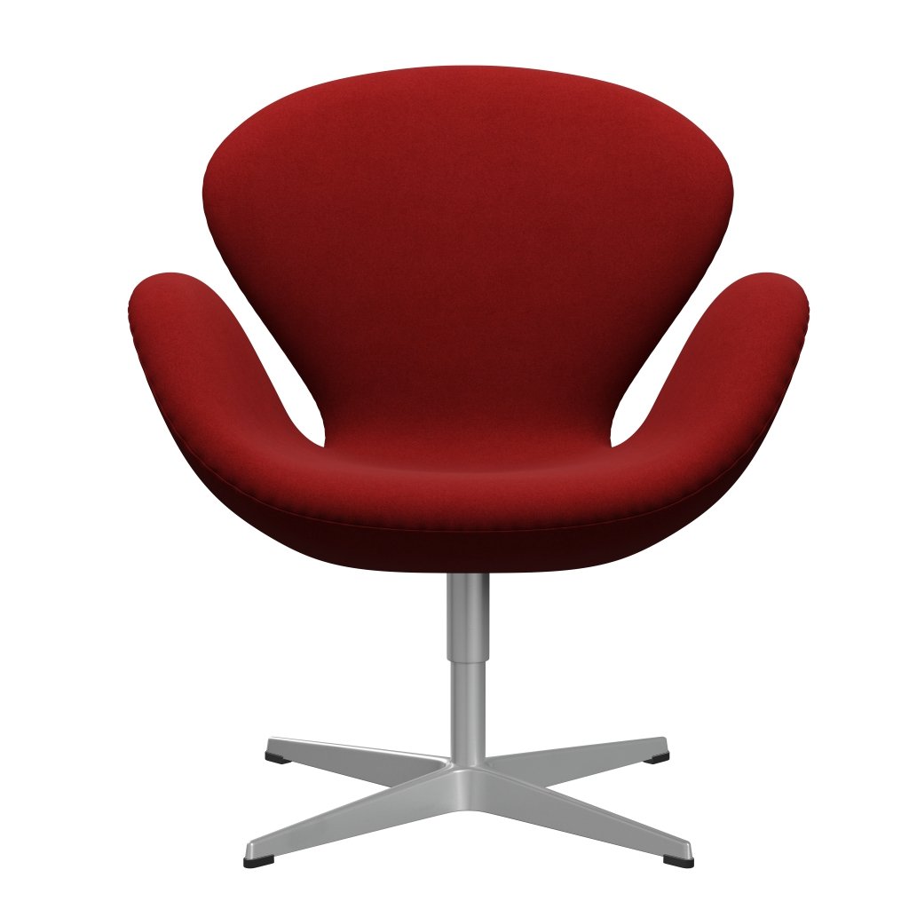 Fritz Hansen Swan Chair, Silver Grey/Divina Bordeaux Red