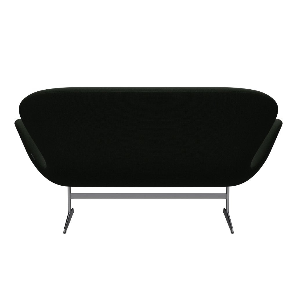 Fritz Hansen Svan soffa 2-sits, satin polerad aluminium/duk mörkgrön