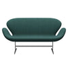 Fritz Hansen Svan soffa 2-sits, satin polerad aluminium/duk smaragdgrön