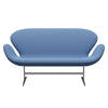 Fritz Hansen Svan soffa 2-sits, satin polerad aluminium/fångst omedelbar blå