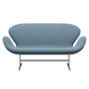 Fritz Hansen Svan soffa 2-sits, satin polerad aluminium/fångst dammig blå