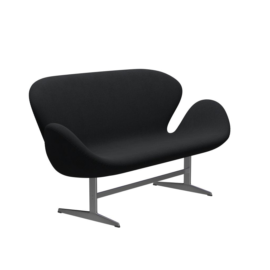 Fritz Hansen Svan soffa 2-sits, satin polerad aluminium/komfort svart/grå