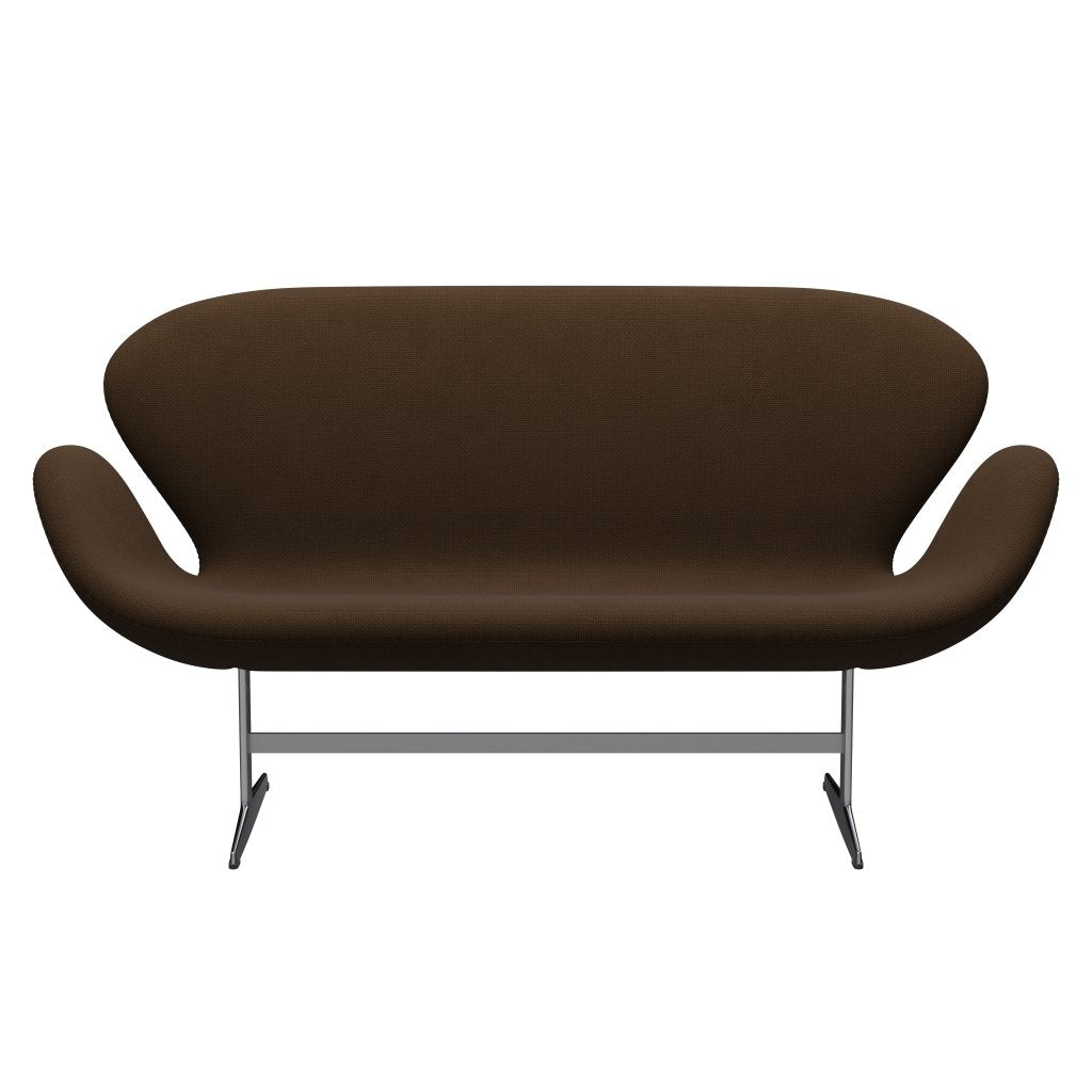 Fritz Hansen Svan soffa 2-sits, satin polerad aluminium/diablo kastanj