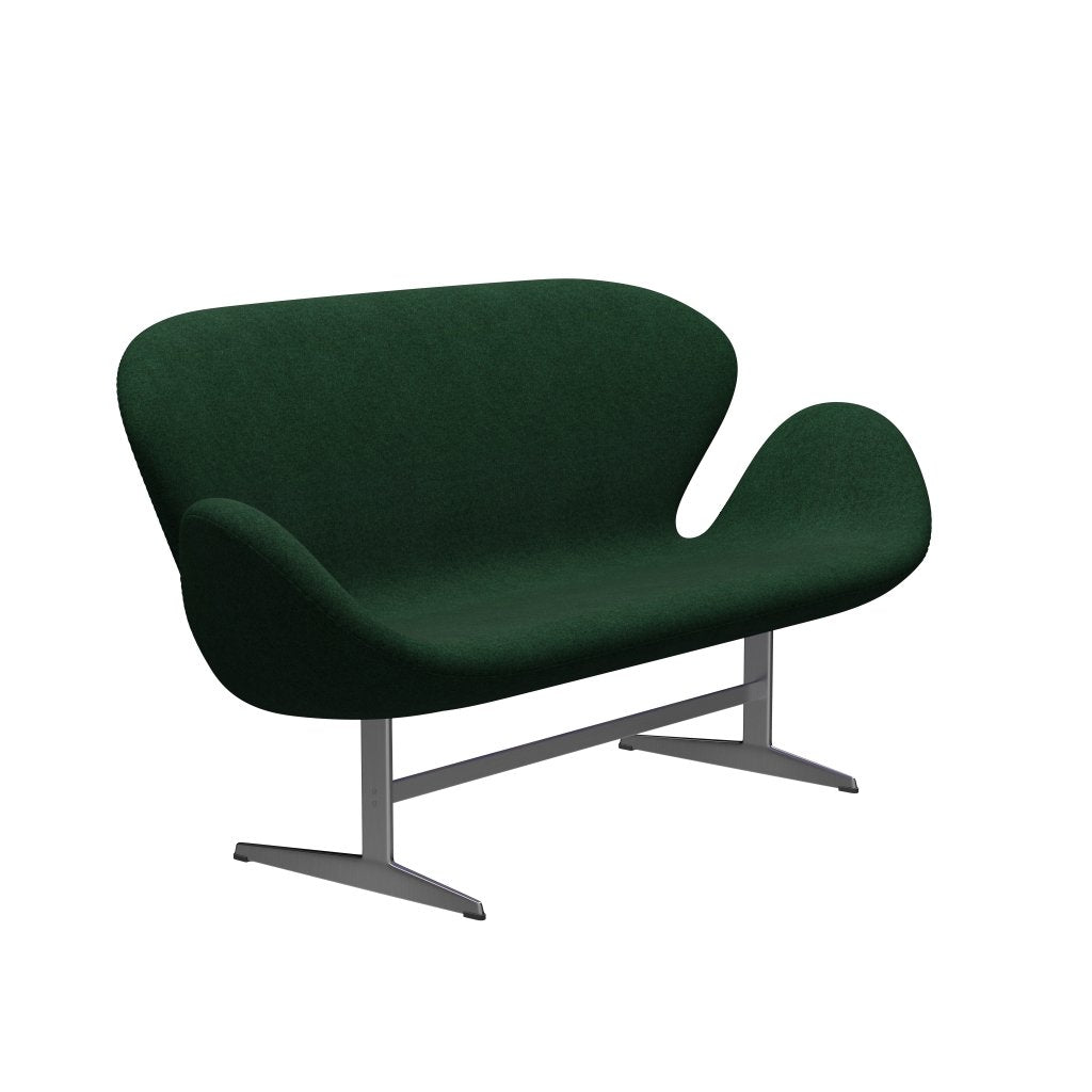 Fritz Hansen Svan soffa 2-sits, satin polerad aluminium/divina melange mörk varm grön