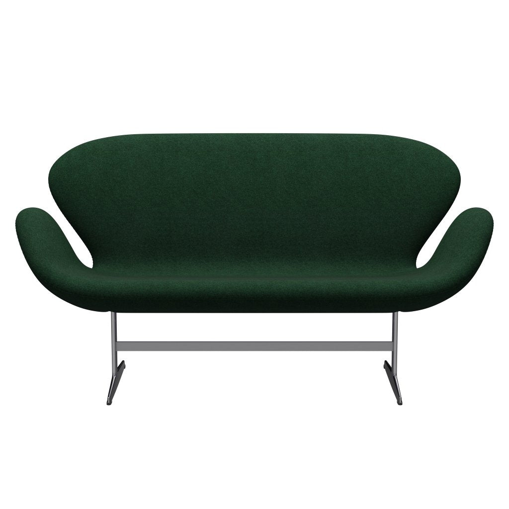 Fritz Hansen Svan soffa 2-sits, satin polerad aluminium/divina melange mörk varm grön