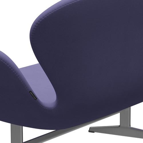 Fritz Hansen Svan soffa 2-sits, satin polerad aluminium/berömmelse blå lila