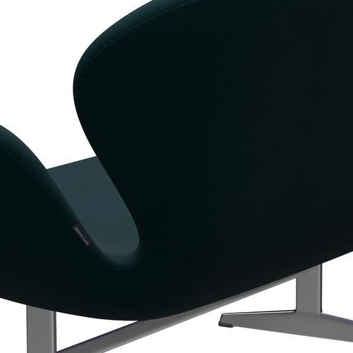 Fritz Hansen Svan soffa 2-sits, satin polerad aluminium/berömmelse mörkgrön