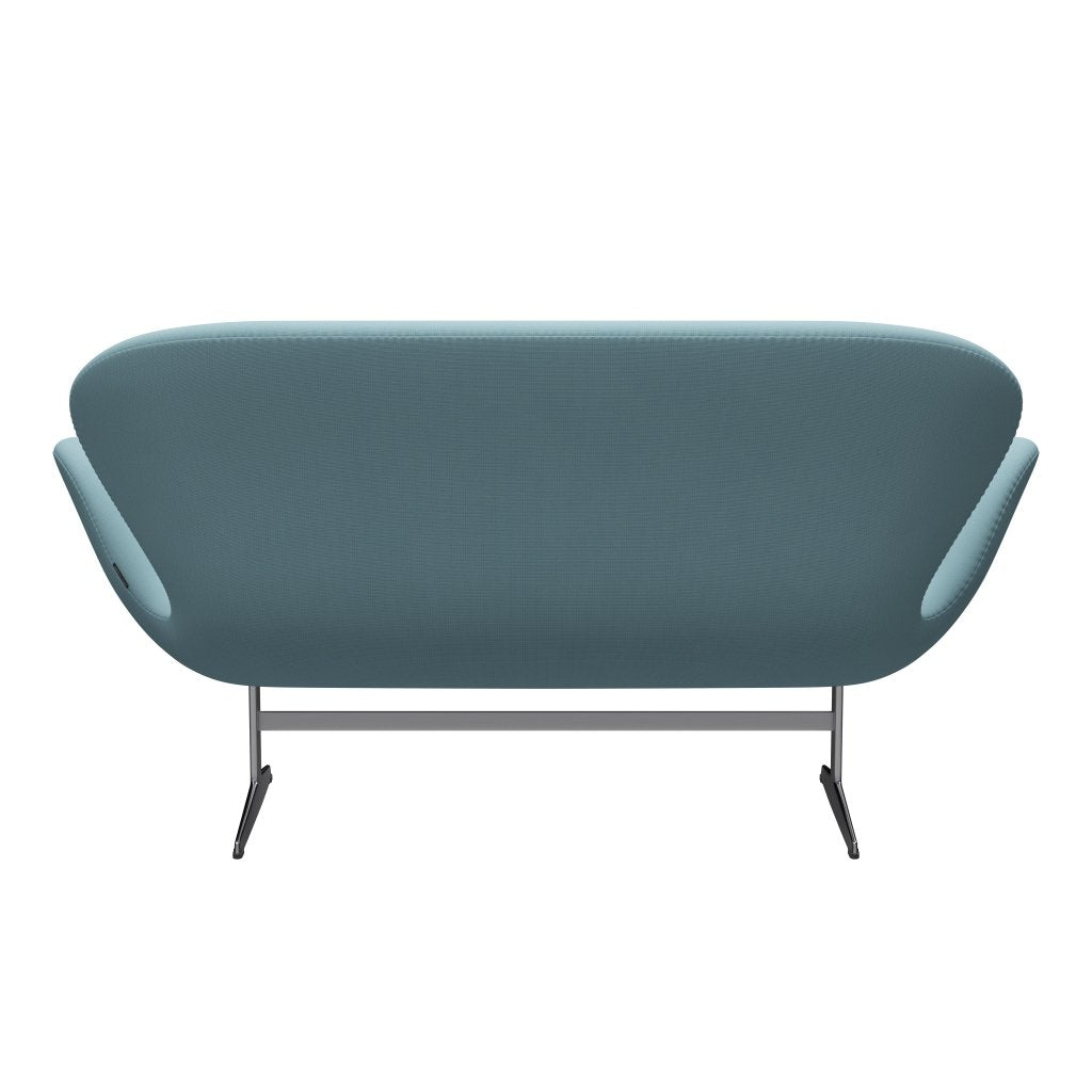Fritz Hansen Svan soffa 2-sits, satin polerad aluminium/berömmelse lätt turkos