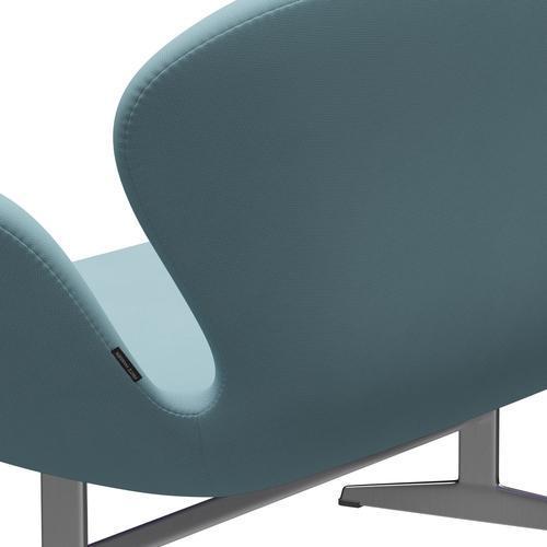 Fritz Hansen Svan soffa 2-sits, satin polerad aluminium/berömmelse lätt turkos