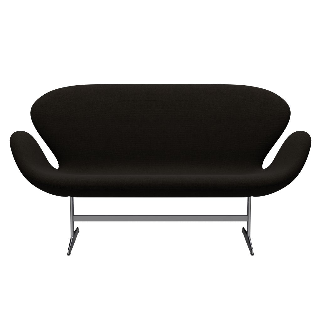 Fritz Hansen Svan soffa 2-sits, satin polerad aluminium/hallingdal mörkbrun