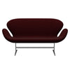 Fritz Hansen Svan soffa 2-sits, satin polerad aluminium/hallingdal vin röd