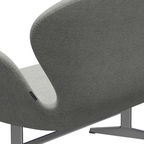 Fritz Hansen Svan soffa 2-sits, satin polerad aluminium/hallingdal vit/grå