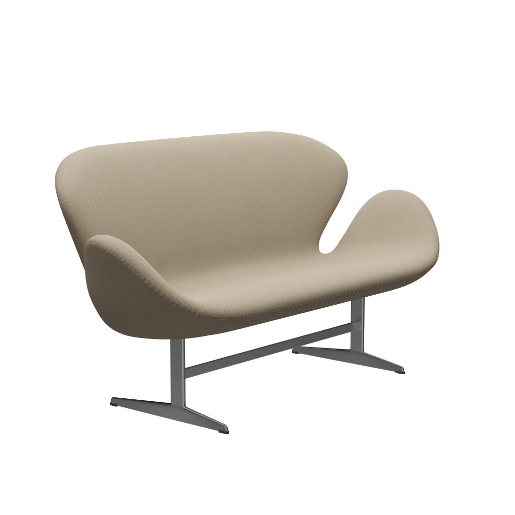Fritz Hansen Svan soffa 2-sits, satinpolerad aluminium/stålcut beige