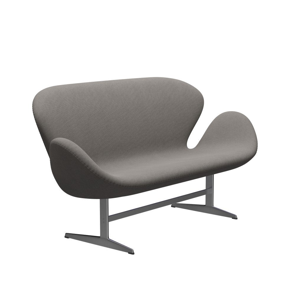 Fritz Hansen Svan soffa 2-sits, satin polerad aluminium/stålcut medium grå