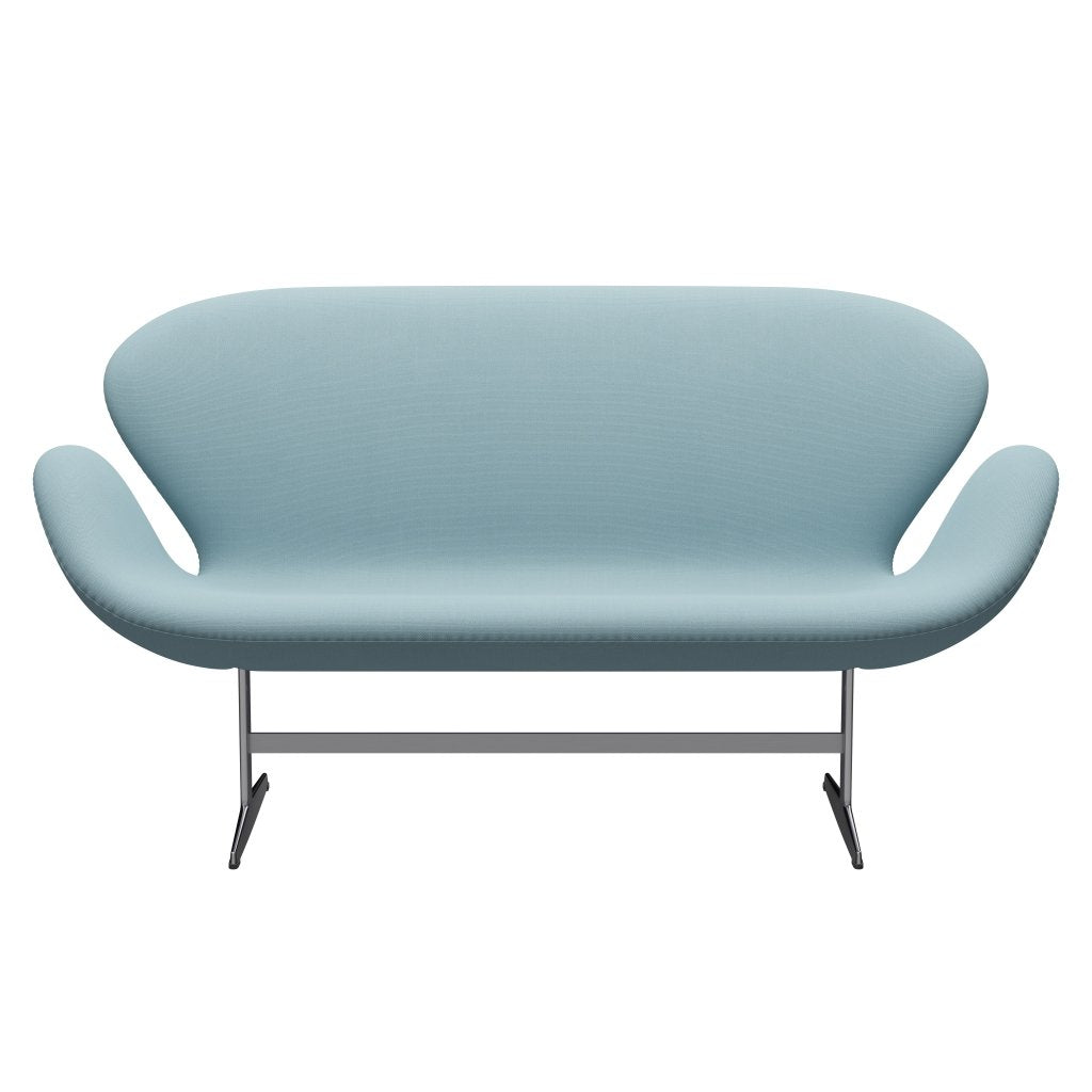 Fritz Hansen Swan Sofa 2-sits, satinpolerad aluminium/stålcut pastellblå