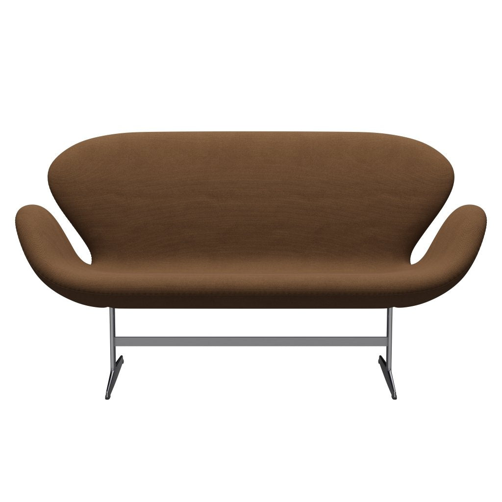 Fritz Hansen Svan soffa 2-sits, satinpolerad aluminium/stålcut lätt choklad